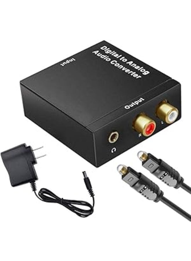 Amtake Digital SPDIF Optical to Analog Stereo Audio L/R and 3.5mm Jack Converter Box with 3.3ft Cable