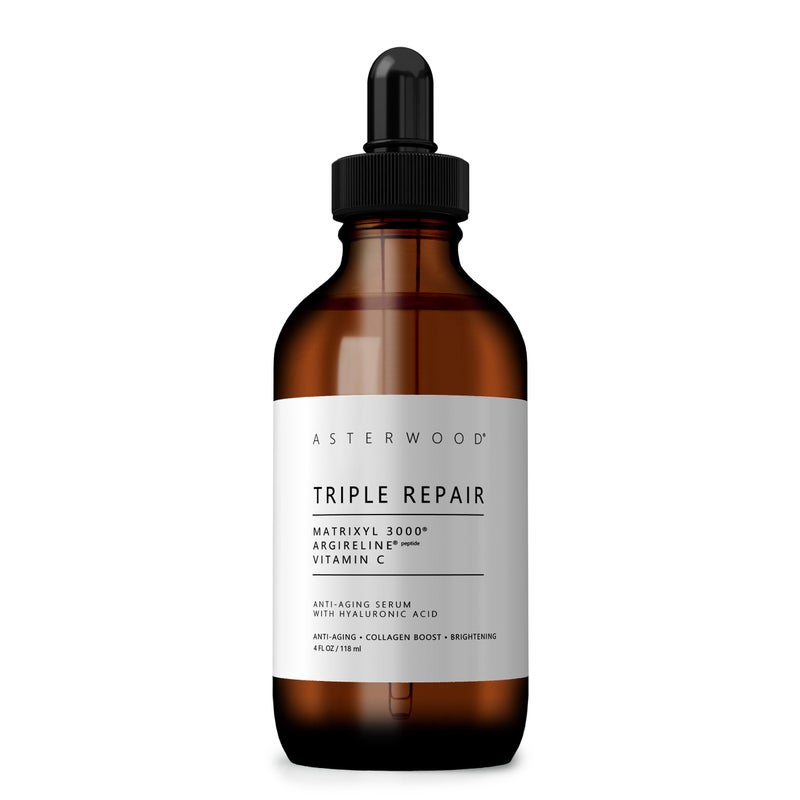 Asterwood Triple Repair Matrixyl 3000 + Argireline + Hyaluronic Acid + Vitamin C Serum for Face - Anti-Aging, Collagen Boosting, Hydrating - Fragrance-Free - 4 Fl Oz - Image 1