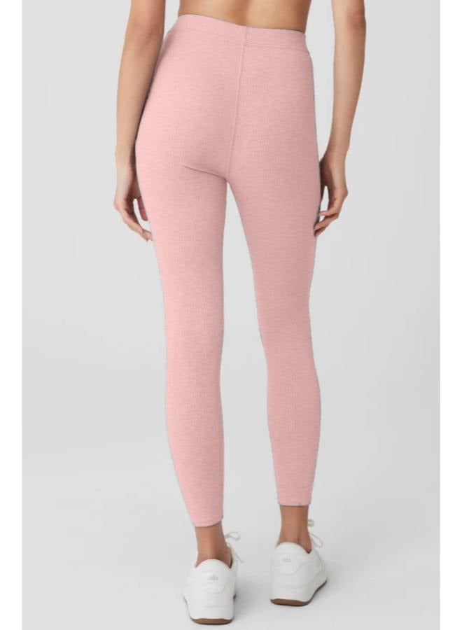 بنطال ضيق مضلع بخصر مطاطي صغير وخصر مرتفع - Image 2