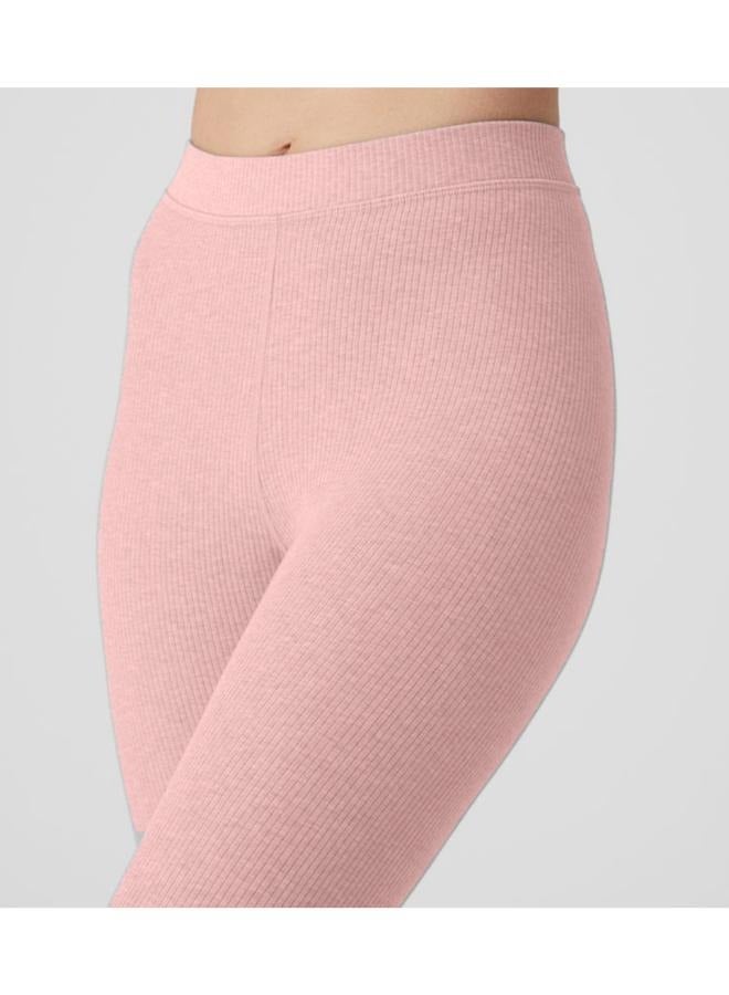 بنطال ضيق مضلع بخصر مطاطي صغير وخصر مرتفع - Image 3