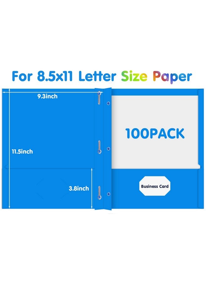 HERKKA Two Pocket Folder Herkka 100 Pack 2 Pocket Folders With Prongs Business Card Slots Letter Size Paper Folders Designed For Office And Classroom Use Assorted 5 Colors - Image 2