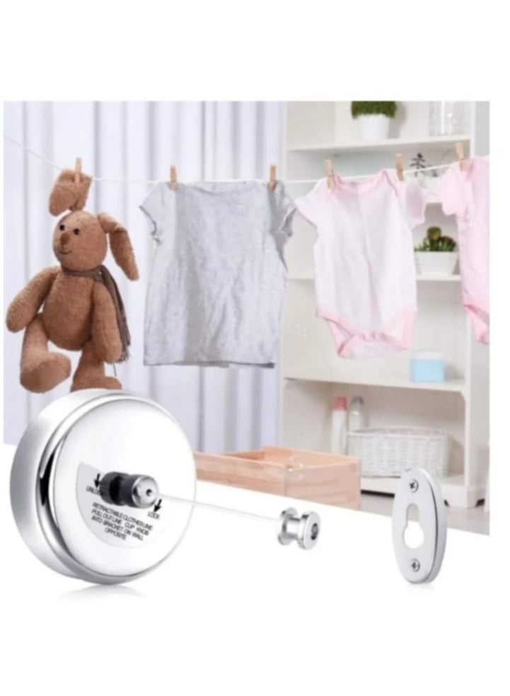 Stainless Steel Retractable Clothesline Wall Mounted Drying Rack with Strong Extendable Wire up to 4m for Laundry, Bathroom, Balcony - Image 2