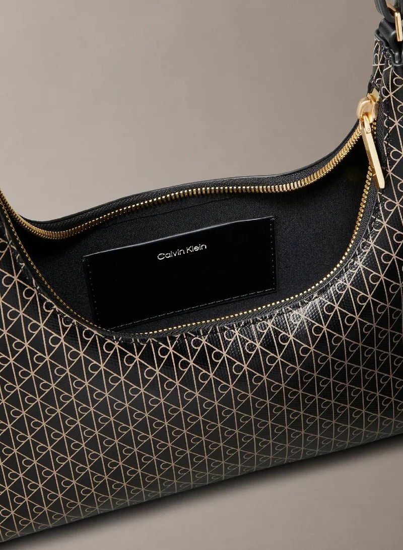 Calvin Klein BLACK AOP Allover Monogram Logo Shoulder Bag for Women | Best Price UAE