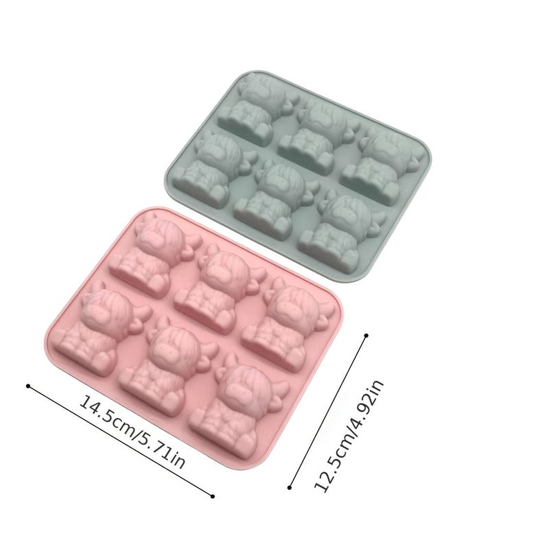 Premium Gray 6 Cavity 3D Highland Cow Silicone Mold Food Grade Nonstick - Image 3