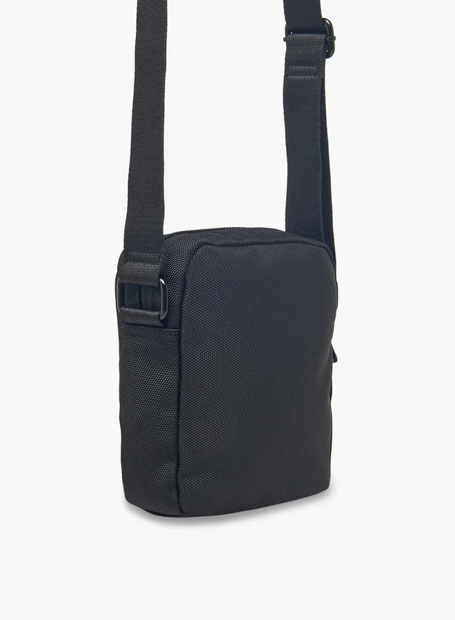 LBL by Shoexpress Men Textured Crossbody Bag with Adjustable Strap and Zip Closure