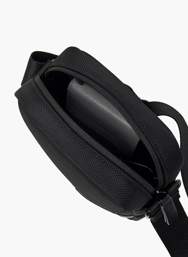 LBL by Shoexpress Men Textured Crossbody Bag with Adjustable Strap and Zip Closure