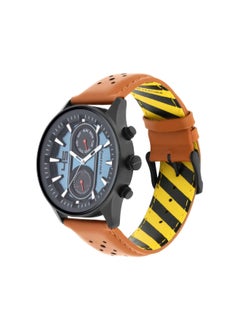 fastrack Fastrack Watch for Men, Quartz Movement, Analog Display, Brown Leather Strap-NR3224NL02, Dark Blue, strap  - Image 3