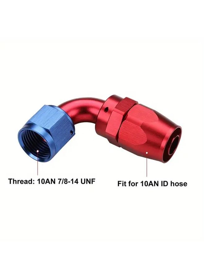 90 Degree Elbow Hose End Fitting Swivel Aluminum 1pc Blue Red - Image 3