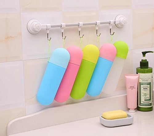 FASHRAMP 2Pcs Portable Candy Colors Plastic Toothbrush Toothpaste Case Holder for Daily and Travel Use Toothbrush Cup Protect Box Cover Pocket Storage Container for Camping - Image 5