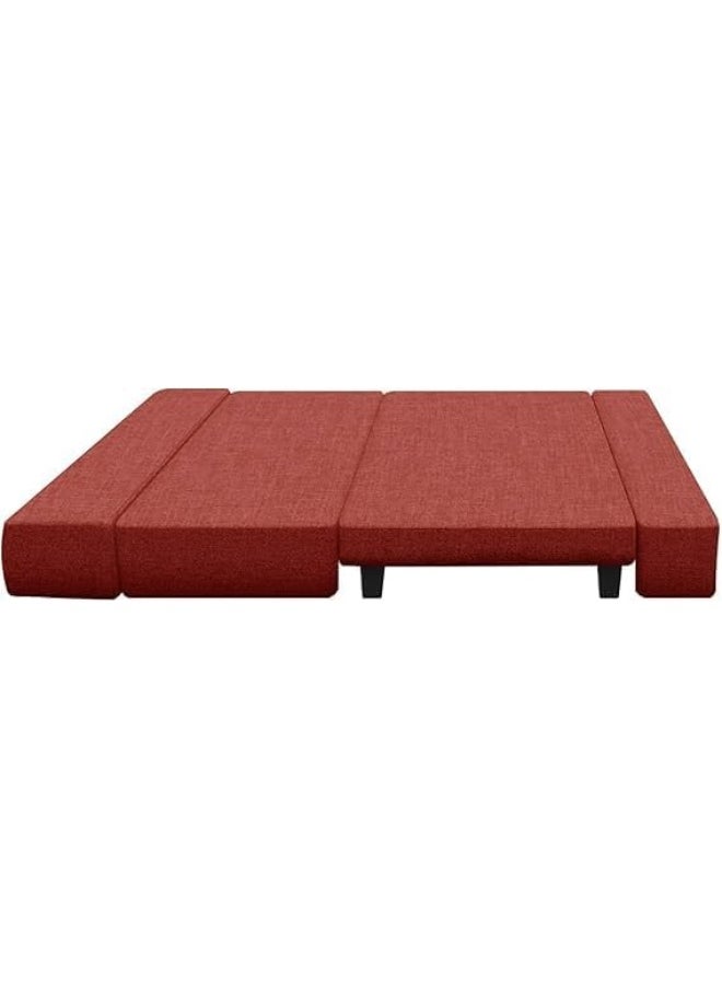 Poppins Home Poppins HOME Convertible Jute Fabric Sofa Bed with Washable Cover & Cushions (Red)  - Image 5