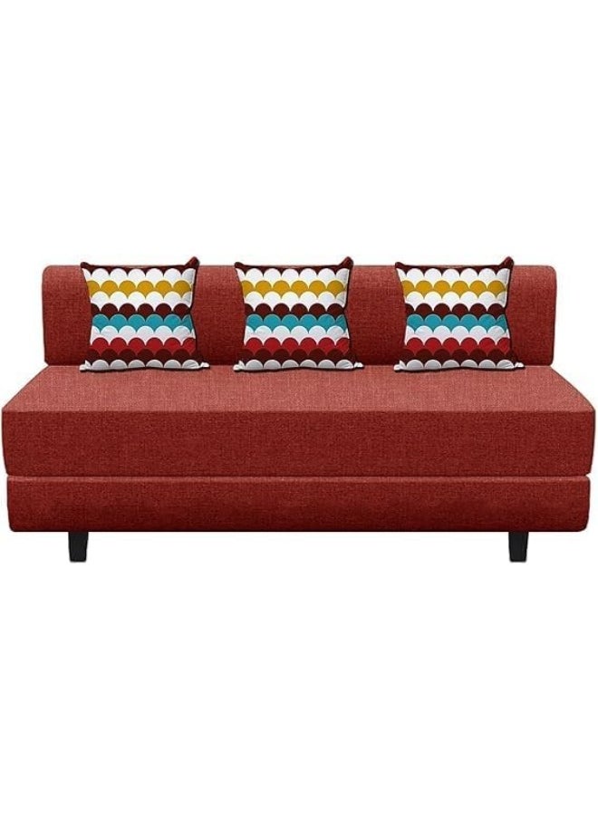 Poppins Home Poppins HOME Convertible Jute Fabric Sofa Bed with Washable Cover & Cushions (Red)  - Image 3