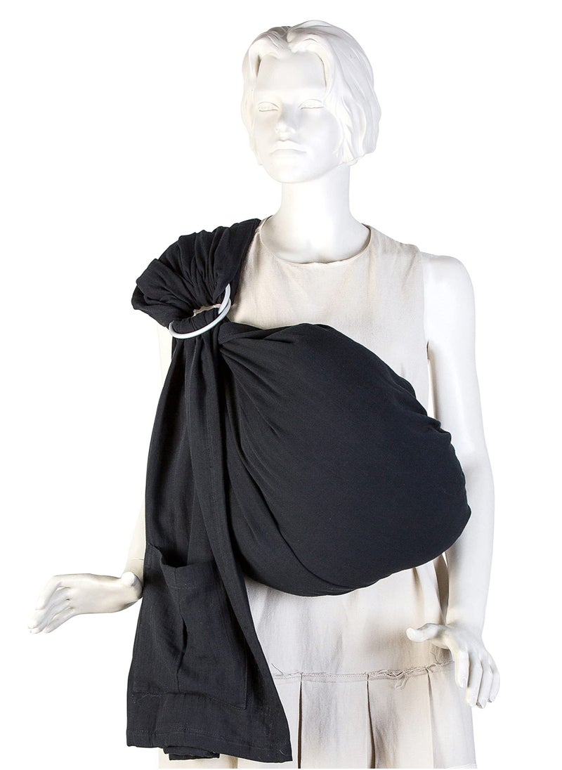 Y&D - Baby Carrier Wrap, Sling and Ring Cotton Muslin Infant Carrier, Front Chest Newborn Toddler (Black) - Image 1