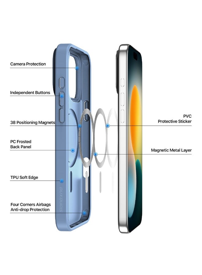 DUX DUCIS Yind Series Cover for the iPhone 17 Pro mobile phone a slim, TPU Hybrid PC cover MagSafe made of TPU, polycarbonate silicone - Light Blue - Image 4