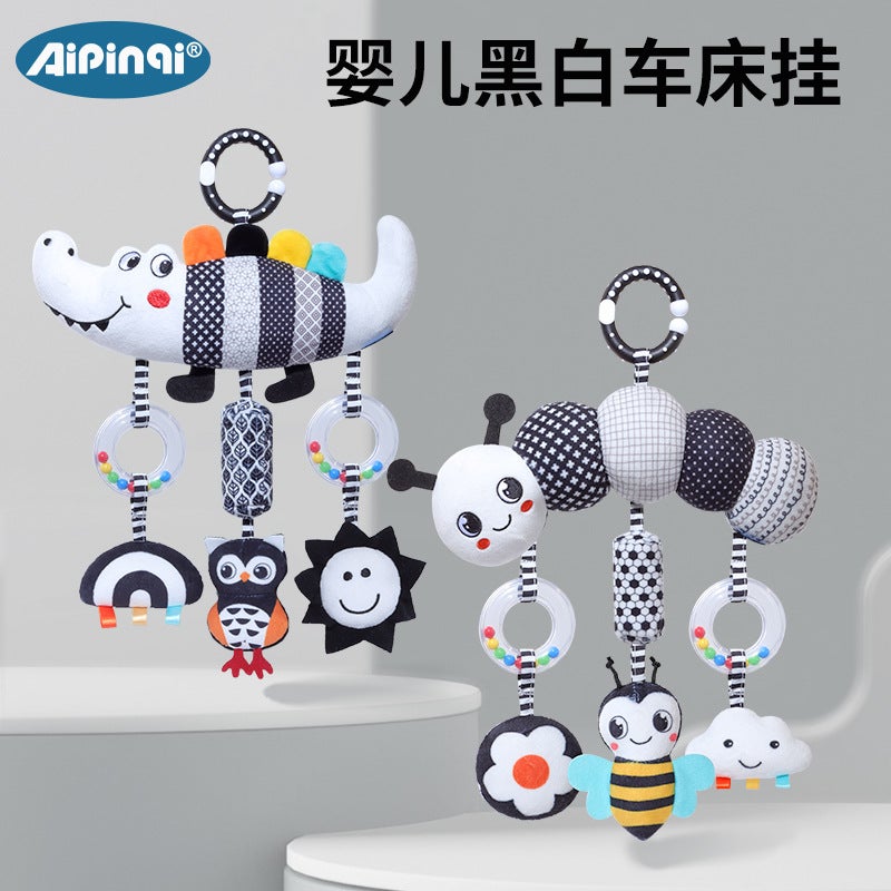 Aipinqi New Black & White Animal Wind Chime Baby Car Hanging Plush Toy - In Stock - Image 1