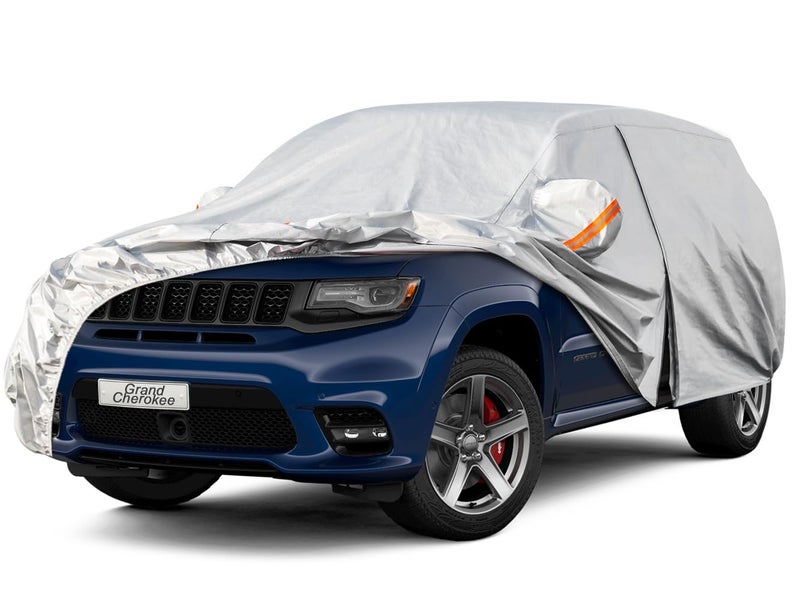 Kayme 6 Layers SUV Car Cover Custom Fit for Jeep Grand Cherokee 20102025 Waterproof All Weather for Automobiles Outdoor Full Cover Rain Sun UV ProtectionSilver