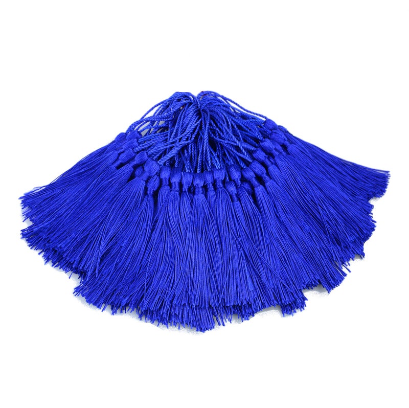 100pcs 13cm5 Inch Silky Floss Bookmark Tassels with 2Inch Cord Loop and Small Chinese Knot for Jewelry Making Souvenir Bookmarks DIY Craft Accessory Navy Blue