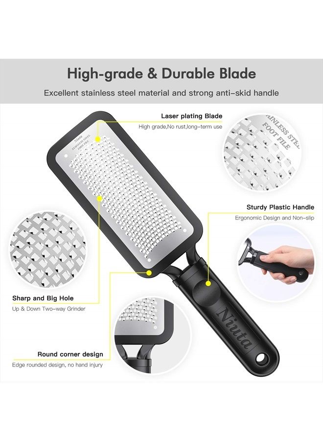 Niuta 【Factory Direct】 Colossal Foot Rasp Foot Scrubber And Callus Remover，Surgical Grade Stainless Steel Foot File, Can Be Used On Trimming Dead Skin, Callus ect., Black - Image 2