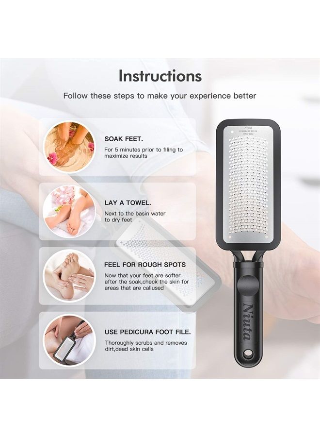 Niuta 【Factory Direct】 Colossal Foot Rasp Foot Scrubber And Callus Remover，Surgical Grade Stainless Steel Foot File, Can Be Used On Trimming Dead Skin, Callus ect., Black - Image 5