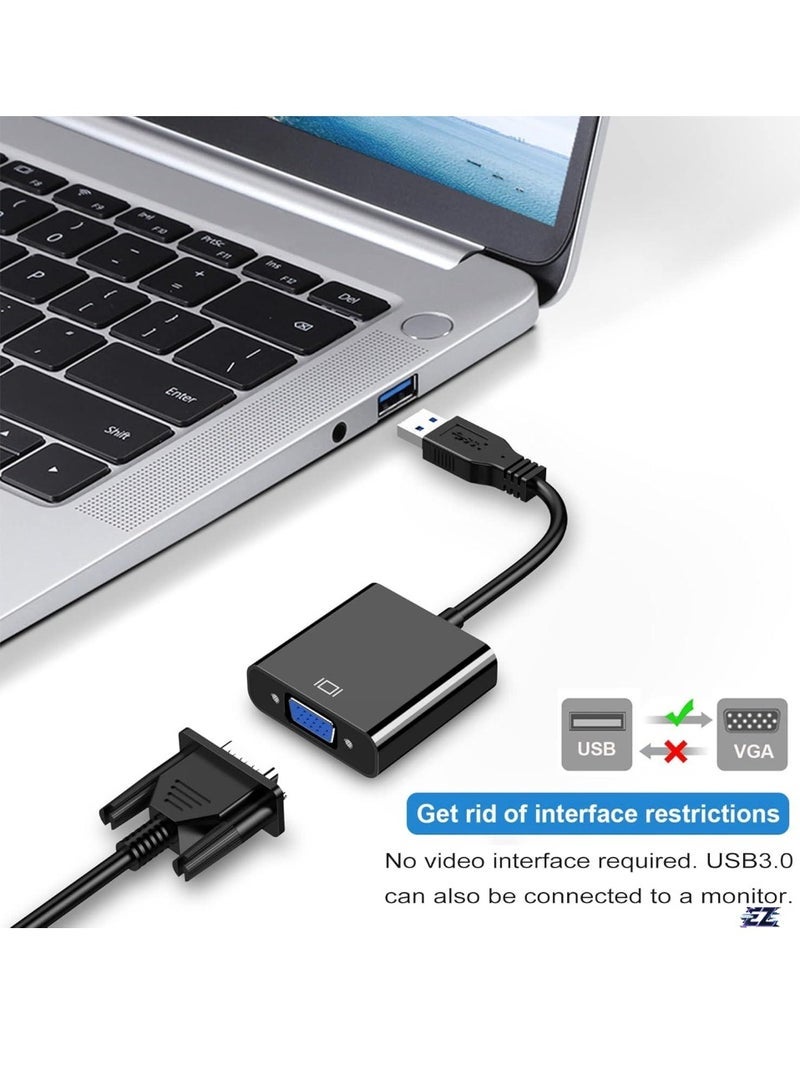 Gulf Trend USB to VGA Cable Adapter – 1080P VGA to USB 3.0/2.0 Adapter, Multi-Display Video Converter for Laptop, Desktop, PC to Monitor, Projector, TV (Not Supported for Chromebook) - Image 2