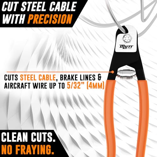 AMERICAN MUTT TOOLS Mutt Tools Steel Cable Cutters – Cable Cutters Heavy Duty for Steel Wire Rope – Cuts Wire Up to 5/32” in Diameter – Cuts Railing, Bicycle Brake Lines and Trucker Seals - Image 2