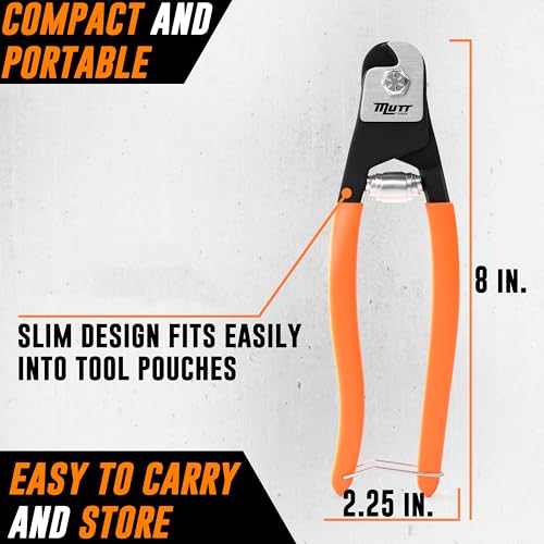 AMERICAN MUTT TOOLS Mutt Tools Steel Cable Cutters – Cable Cutters Heavy Duty for Steel Wire Rope – Cuts Wire Up to 5/32” in Diameter – Cuts Railing, Bicycle Brake Lines and Trucker Seals - Image 4