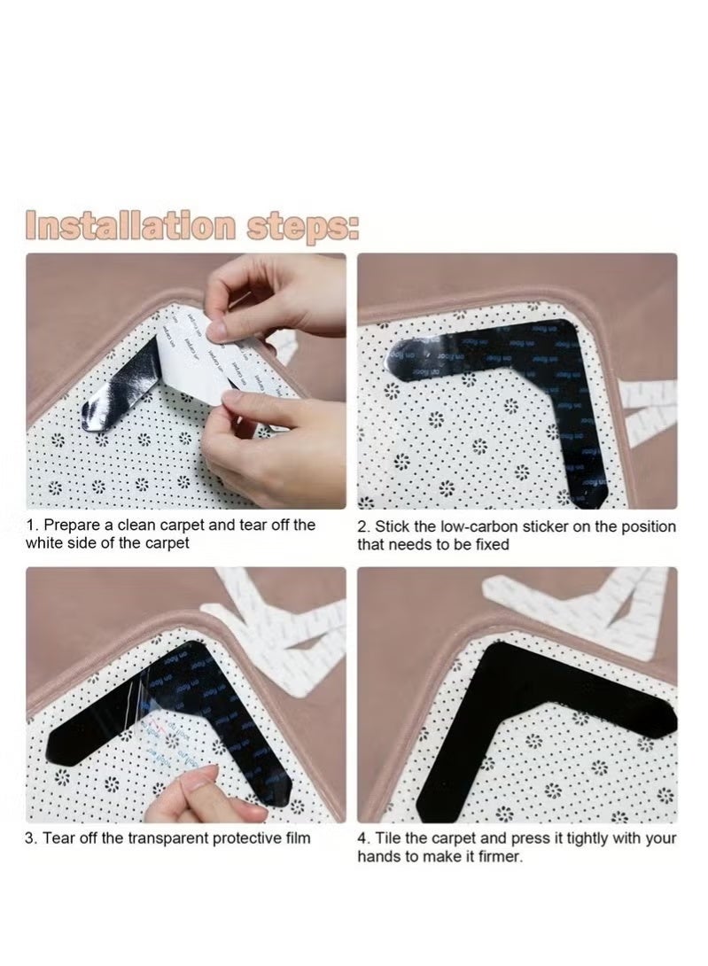 10 قطع ملصقات السجاد القابلة لإعادة الاستخدام ، ملصقات السجاد غير القابلة للغسل غير القابلة للانزلاق ، سجادة الزاوية الصلبة ، تمنع السجاد من التحرك والحواف المتدحرجة ، ملصق السجاد على شكل حرف U - Image 3