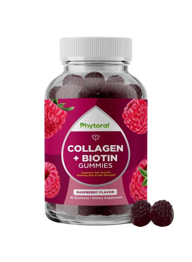 Phytoral Phytoral Extra Strength Biotin and Collagen Gummies - Hair Skin and Nails Gummies for Women - Biotin Gummies with Collagen for Hair Skin and Nails - Biotin and Collagen Gummies for Women - 90 Count  - Image 1