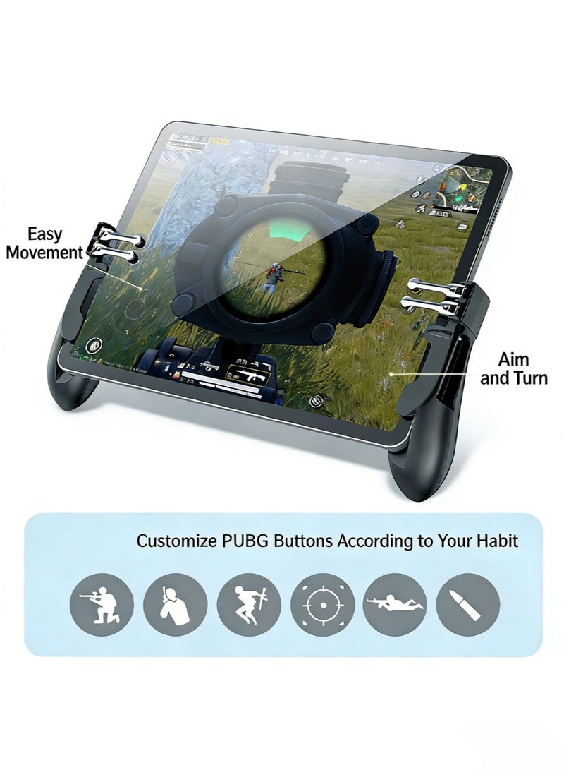 جهاز تحكم بمشغلات الألعاب المحمولة لأجهزة iPad وأجهزة أندرويد اللوحية، قبضة ألعاب مريحة بأربعة أصابع مع مشغلات حساسة لألعاب PUBG وألعاب إطلاق النار على الهواتف المحمولة - Image 3