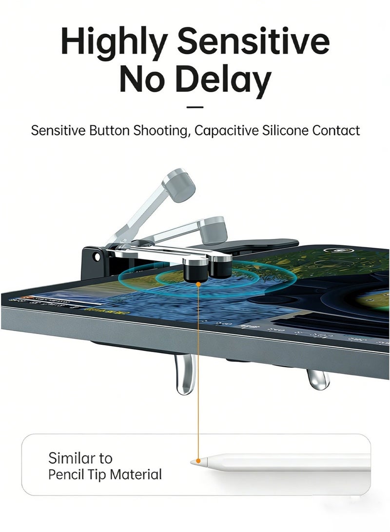 جهاز تحكم بمشغلات الألعاب المحمولة لأجهزة iPad وأجهزة أندرويد اللوحية، قبضة ألعاب مريحة بأربعة أصابع مع مشغلات حساسة لألعاب PUBG وألعاب إطلاق النار على الهواتف المحمولة - Image 4