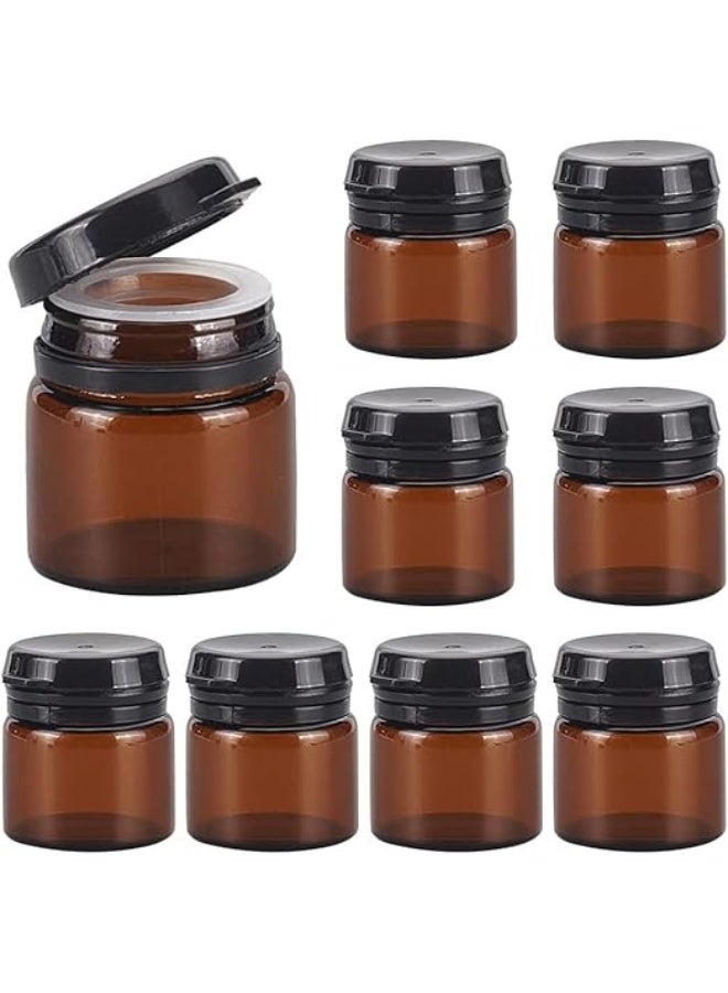 15 Pack 5g Round Amber Glass Cream Jars, Black Flip Top Lid Cosmetic Glass Jars, with Leak-Proof Gasket, Heavy Duty Glass, Anti-fall and Durable, for Lotion, Cream and Other Beauty Product - Image 1