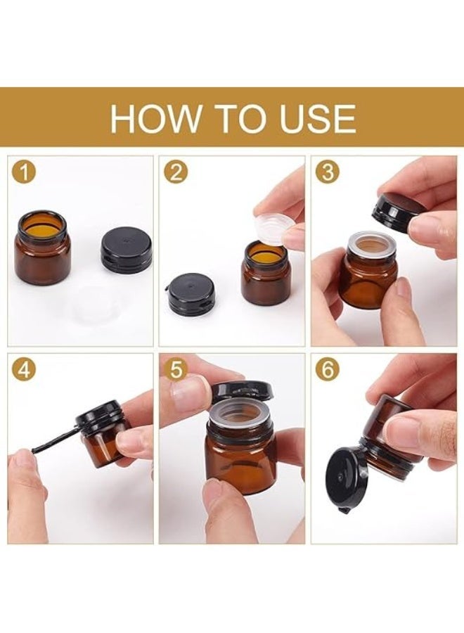 15 Pack 5g Round Amber Glass Cream Jars, Black Flip Top Lid Cosmetic Glass Jars, with Leak-Proof Gasket, Heavy Duty Glass, Anti-fall and Durable, for Lotion, Cream and Other Beauty Product - Image 3