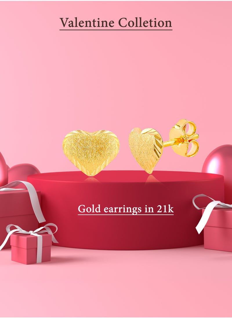 BAFLEH JEWELLERY - 21K Gold Heart Earrings for Your Beloved - Image 1