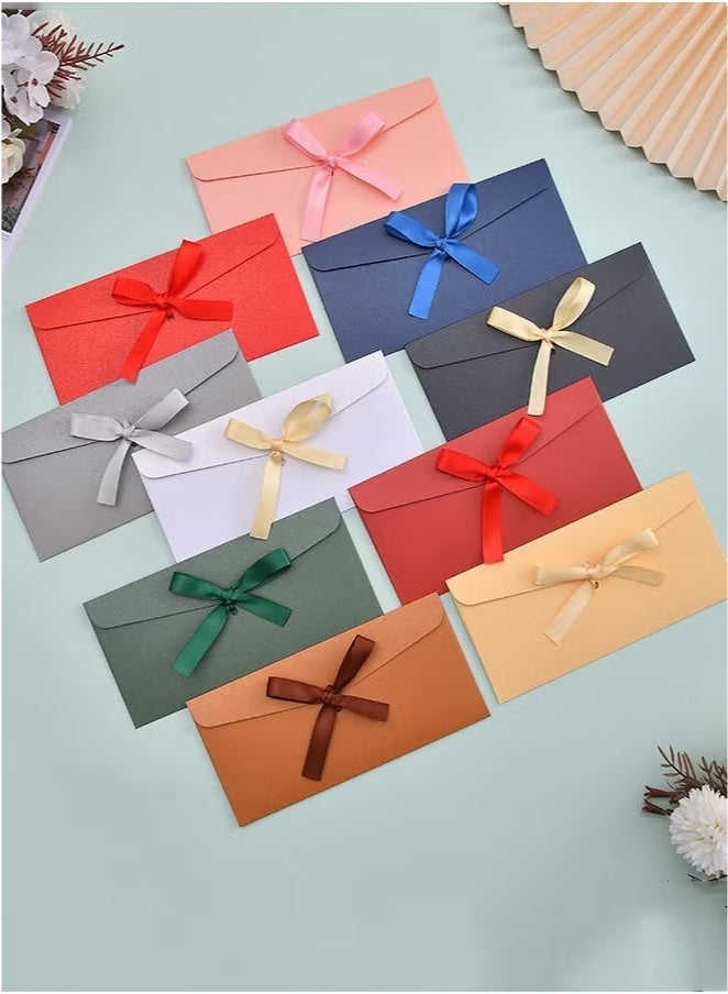 10-Piece Vintage Colourful Kraft Bow Tie Paper Envelopes Kraft Paper Envelopes Invitation Envelopes Budget Envelopes - Image 1