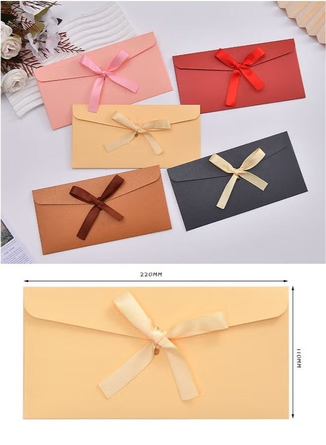 10-Piece Vintage Colourful Kraft Bow Tie Paper Envelopes Kraft Paper Envelopes Invitation Envelopes Budget Envelopes - Image 2