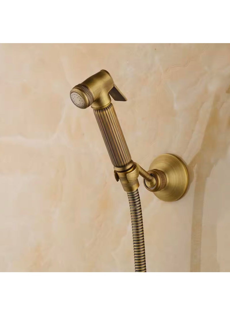 Aquieen Aquieen Wall Mounted Antique Brass Health Faucet For Toilet Seat Shower Set for Pet BathBody CareToilet Antique Brass Health Faucet  - Image 3