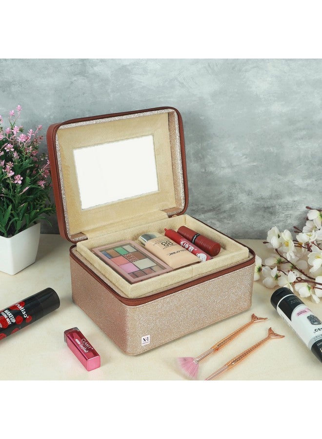 NFI essentials Vanity Box for Women Bridal Makeup Box Cosmetic Storage Box for Travel,Beauty Case for Cosmetics, Brushes, Skincare & Lipsticks - Image 2
