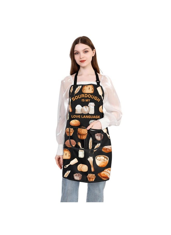 JXGZSO JXGZSO Sourdough Baker Apron Sourdough Bread Lover Gift Sourdough is My Love Language Apron Baking Master Apron (Sourdough apron), Black  - Image 2
