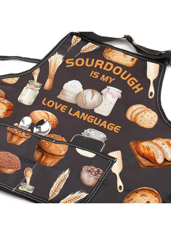JXGZSO JXGZSO Sourdough Baker Apron Sourdough Bread Lover Gift Sourdough is My Love Language Apron Baking Master Apron (Sourdough apron), Black  - Image 3