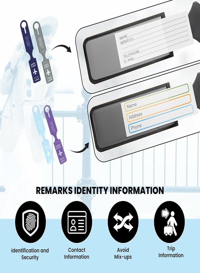 KEMJO Luggage Tags, with Silicon Strap Travel Bag Tags for Easily Identification of Bags (Multicolour) - Image 3