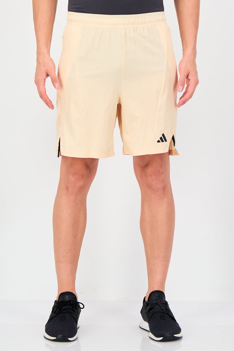 Adidas Men Regular Fit 7 Inseam Training Shorts, Beige - Image 1