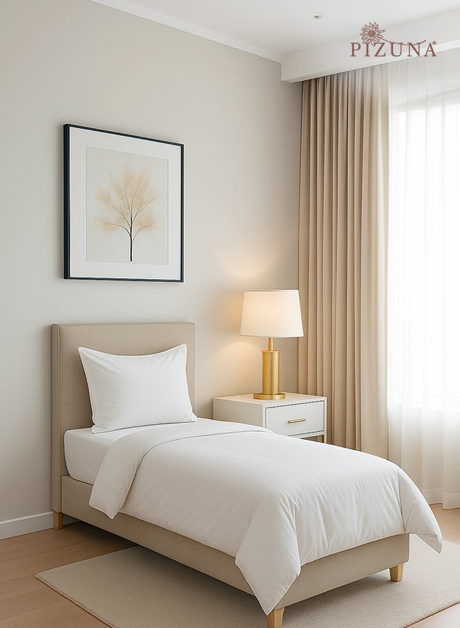 PIZUNA Pure Combed Cotton Duvet Cover Single 140x200 cm White, 400 Thread Count Cool Breathable 100% Long Staple Cotton Sateen Weave Quilt Cover & 1 Pillowcase (Luxurious Bedding Set) - Image 1