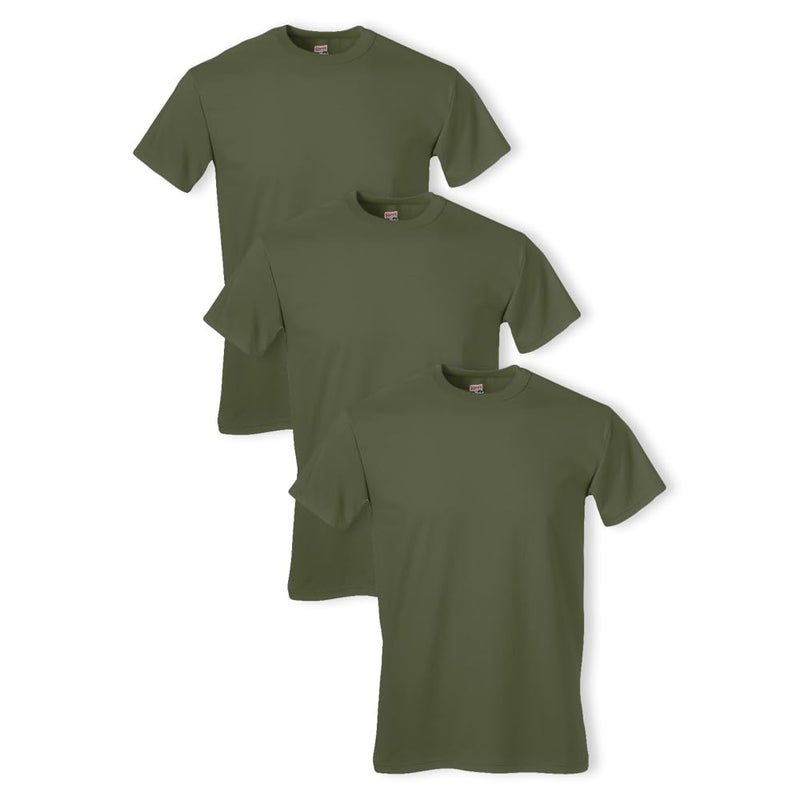 Soffe Mens 3 Pack 100 Cotton Military Tee OD Green Medium