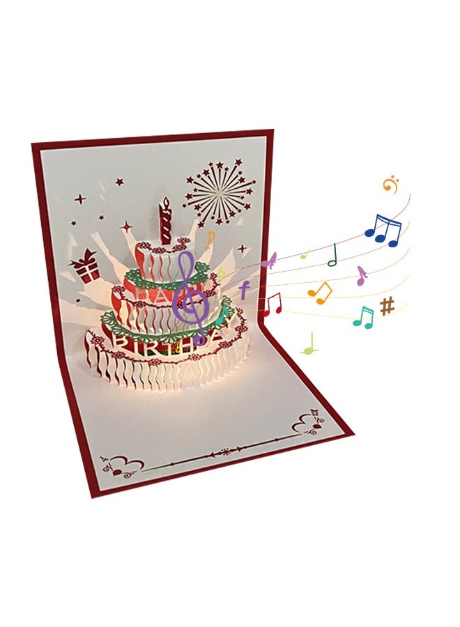 Generic 3 in 1 Birthday Cards with Music, 3D Blessing Cards with Lights, Cake Greeting Card, High-Quality Materials, Perfect Gift for Kids, Classmates, Friends  - Image 1