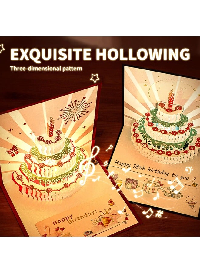 Generic 3 in 1 Birthday Cards with Music, 3D Blessing Cards with Lights, Cake Greeting Card, High-Quality Materials, Perfect Gift for Kids, Classmates, Friends  - Image 4
