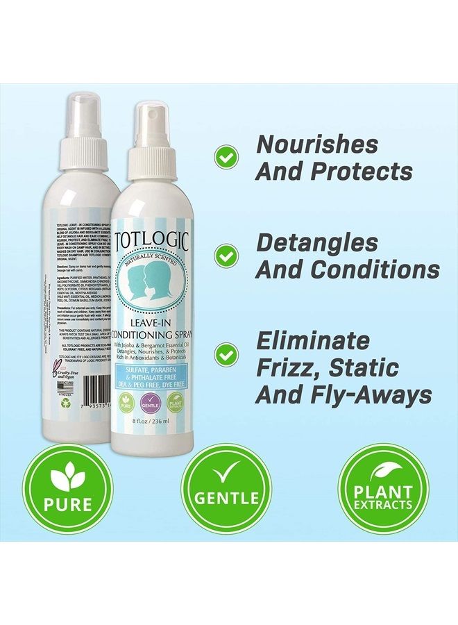 TotLogic Kids Detangler Hair Spray and Toddler Leave In Conditioner - Naturally Scented with Essential Oils - Original, 8 oz - Image 2