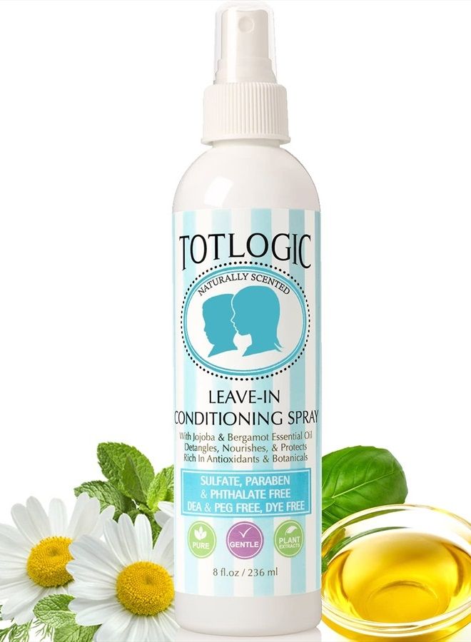 TotLogic Kids Detangler Hair Spray and Toddler Leave In Conditioner - Naturally Scented with Essential Oils - Original, 8 oz - Image 1