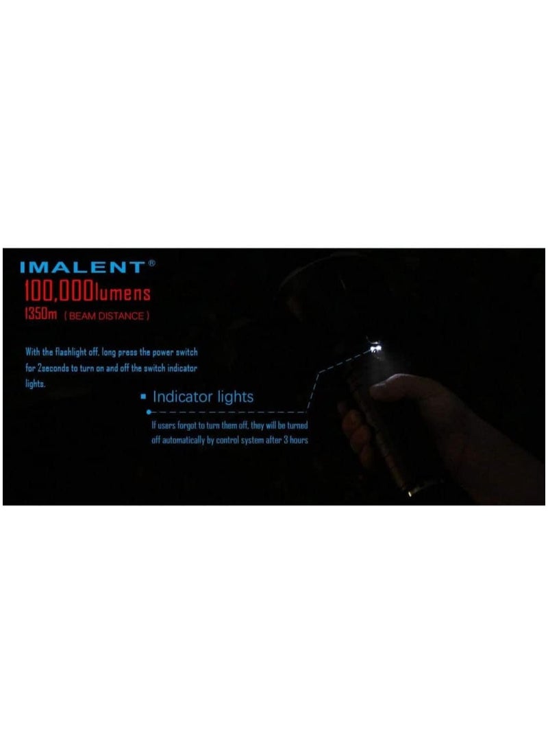 IMALENT - IMALENT MS18 Flashlight LED Rechargeable Bright Light with 100,000 Lumens - Case has a Strap, Wall Plug, & O-Rings - Bundle Includes a Lumintrail LTK-10... - Image 1