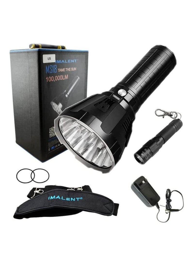 IMALENT - IMALENT MS18 Flashlight LED Rechargeable Bright Light with 100,000 Lumens - Case has a Strap, Wall Plug, & O-Rings - Bundle Includes a Lumintrail LTK-10... - Image 1