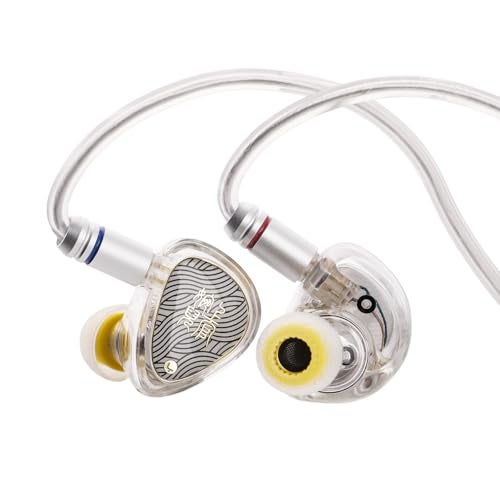 Linsoul TANGZU Waner SG II In Ear MonitorHiFI Wired Earbuds10mm Dynamic Driver PET Diaphragm Gaming IEM Earphones with 2Pin Detachable OFC Cable for Audiophile DJ Stage Clear White 44mm No Mic - Image 1