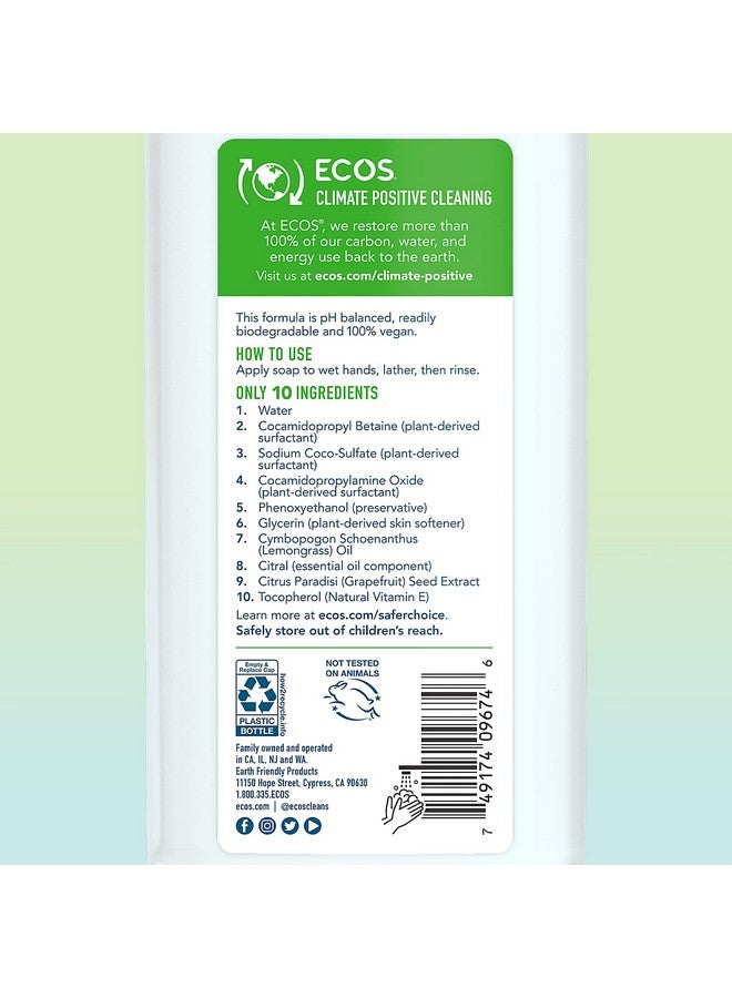 ECOS Hand Soap Hypoallergenic Lemongrass 17Oz Bottle (6 Pack) By Earth Friendly Products - Image 2